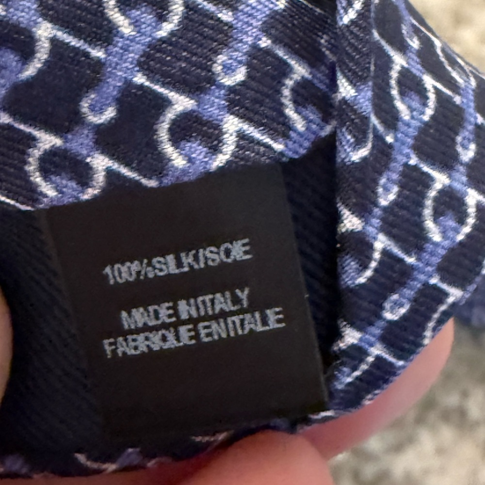 Saks Fifth Avenue Navy and White‎ Geometric Tie - Picture 4 of 4